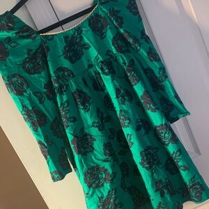Janie and Jack Elegant Floral A-Line Dress in green and Black